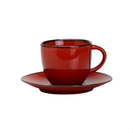 Avet Taza de Café con Plato Reactive Red (6 Unidades) 120 ml 6.6x8.8 cm Plato 12.6 cm